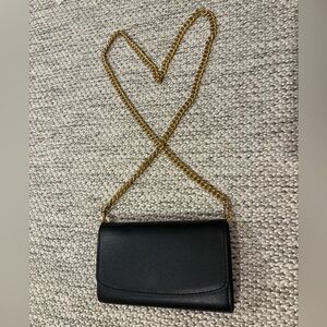 Banana Republic Black wallet/clutch/crossbody with gold chain strap